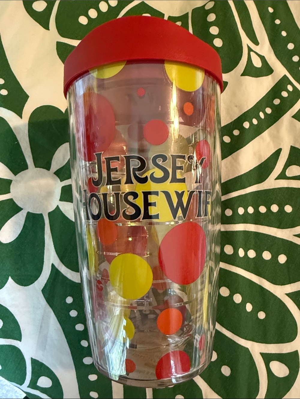 NEW TERVIS JERSEY HOUSEWIFE Red Yellow Orange Polka Dot Tumbler